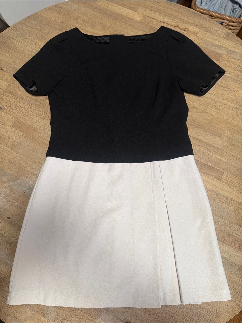 White House Black Market Black and Cream Two-Tone Mini Dress